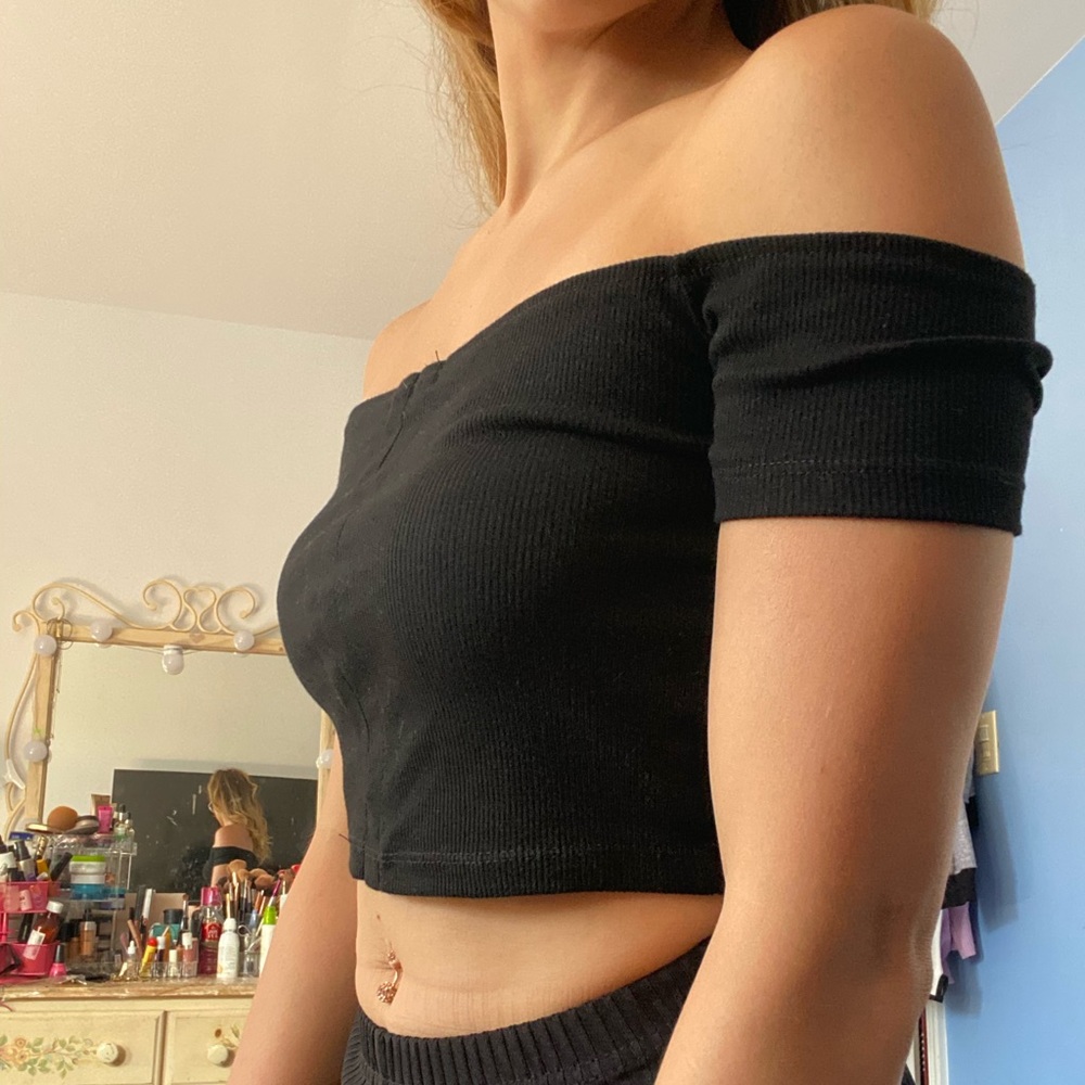 Off the shoulder black crop top